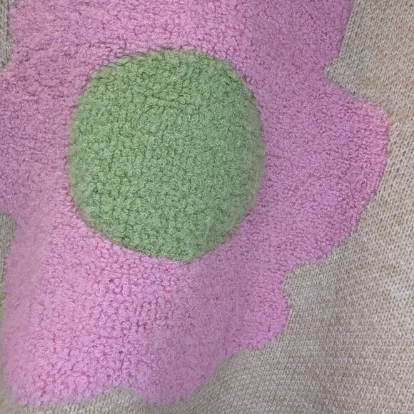 Hippie Tan Floral Sweater Vest - Women's sz M - Picture 2 of 5